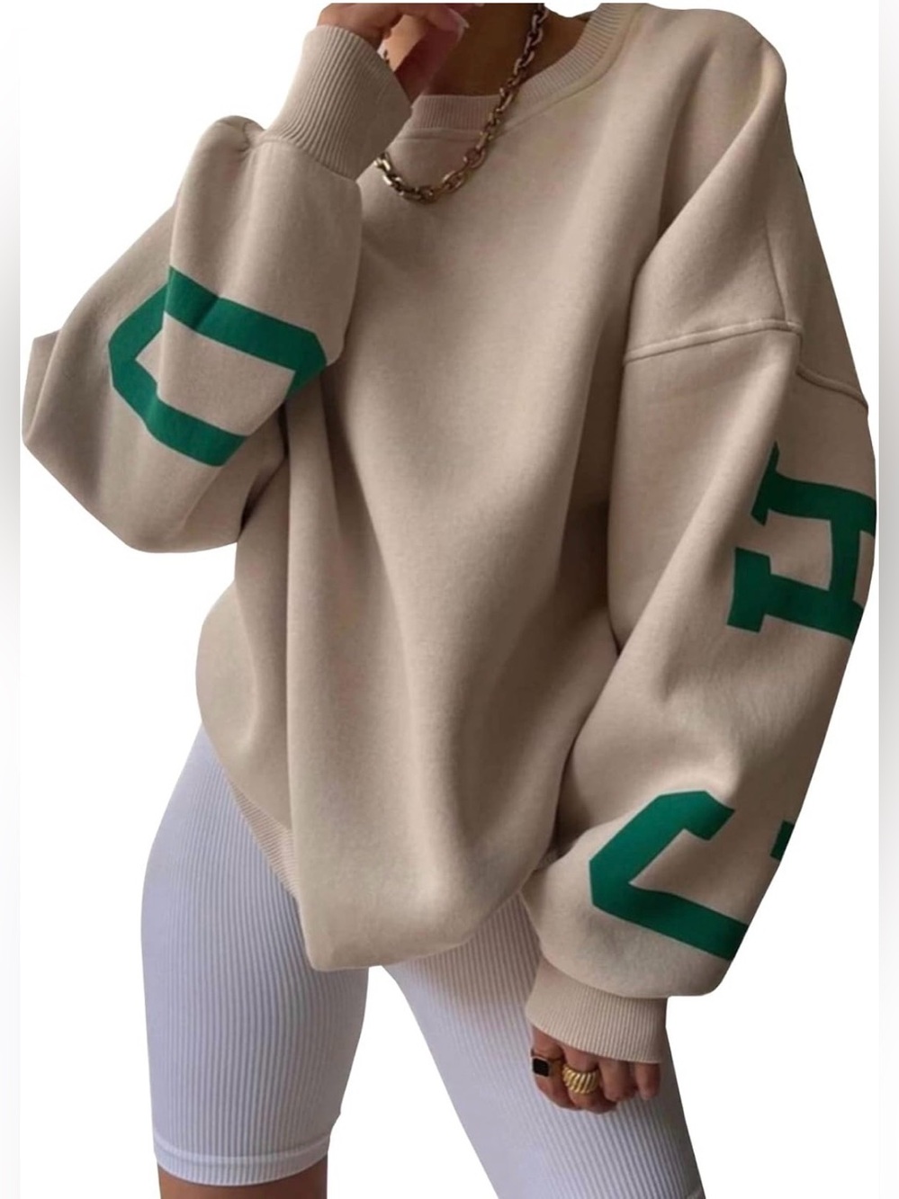 Chicago Cream & Green Pullover Sweatshirt - M